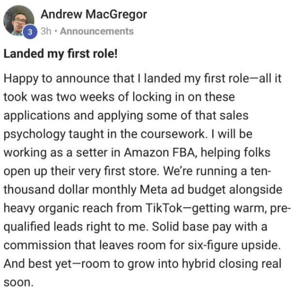 Andrew MacGregor – First Role